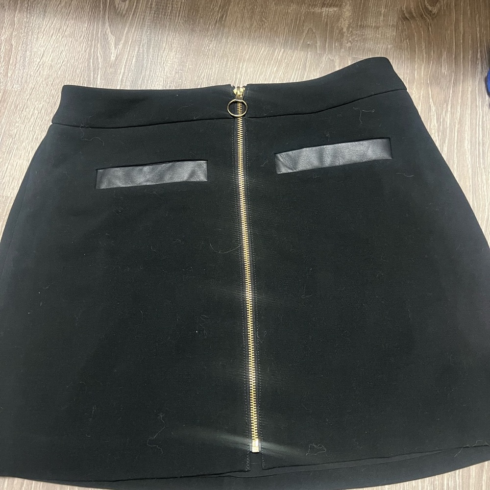 Express Black Mini Skirt with Gold Zipper